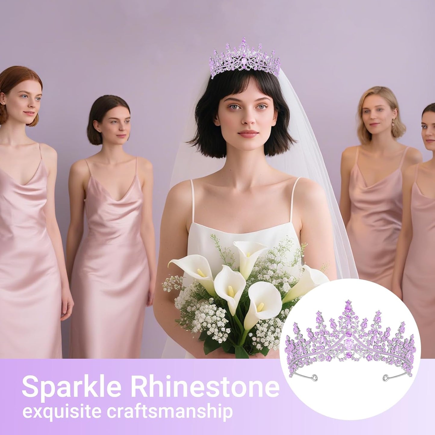 Tiara Crown for Women, Queen Tiara for Birthday Prom Bridal Party Custome Purple