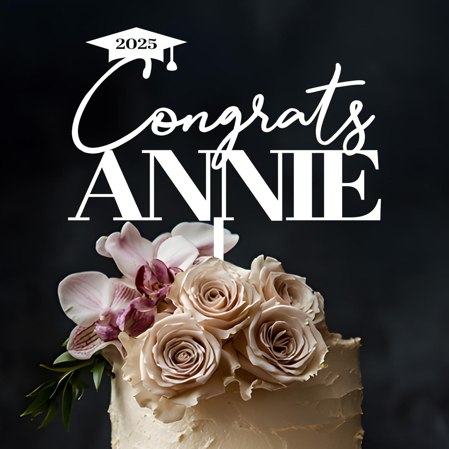 Graduation Cake Topper Personalized Congrats Graduation Cake Topper Class of 2025, Cupcake Toppers Gift Glitter Graduate Party Grad 2025 Decorations with Any Name