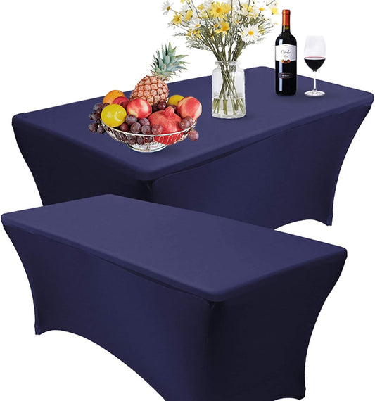 RELIANCER 2 Pack Stretch Spandex Table Covers for Rectangular Tables,8FT Elastic Fitted Tablecloth,Universal Rectangular Table Cloth Protector for Outdoor Party,Wedding,Bar,Birthday,Banquet,Events