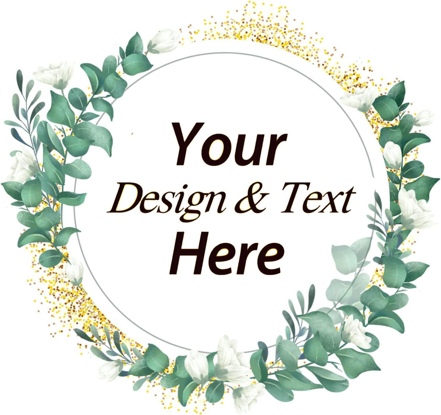 Custom Stickers for Weddings, Birthdays & Businesses - Personalized Labels with Your Logo - Waterproof, Fade and Heat Resistant - Pack of 100-1000 (Wreath V, 3.5 Inch)
