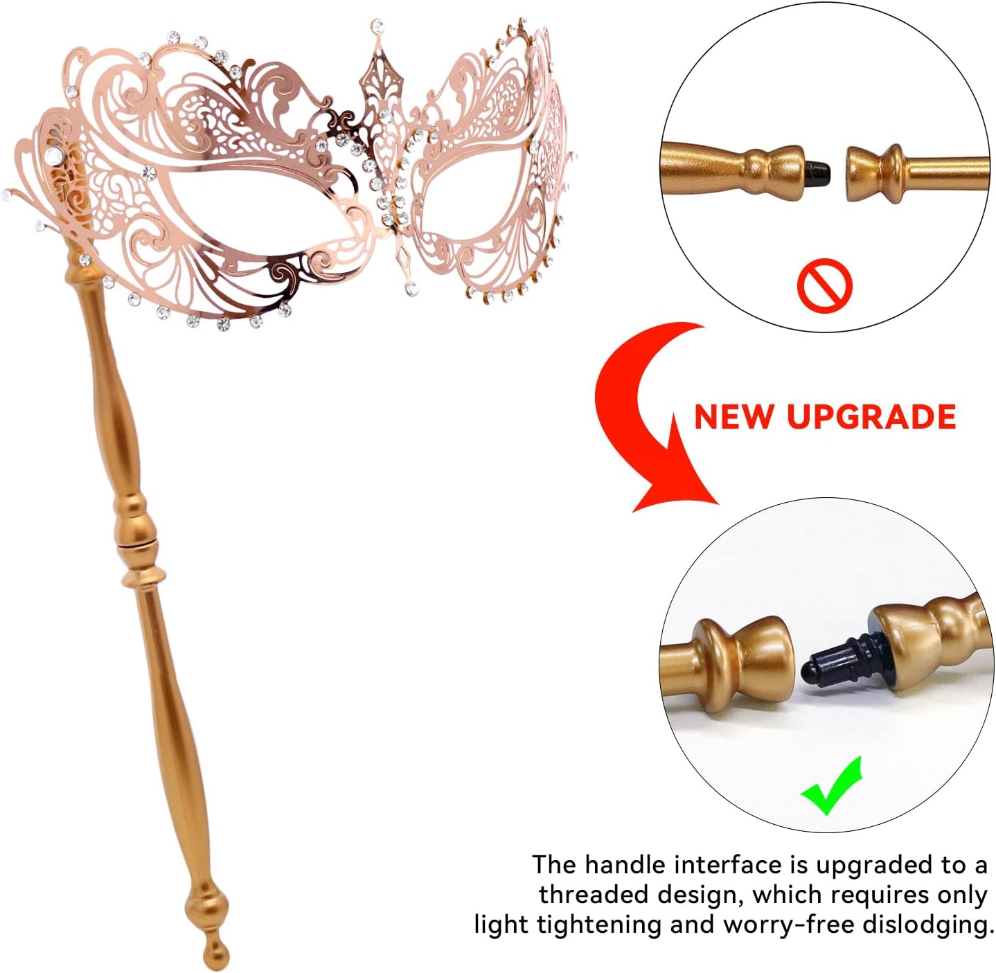 Coddsmz Masquerade Mask with Stick Venetian Mask Mardi Gras Decorations for Womens Halloween Costume Mask