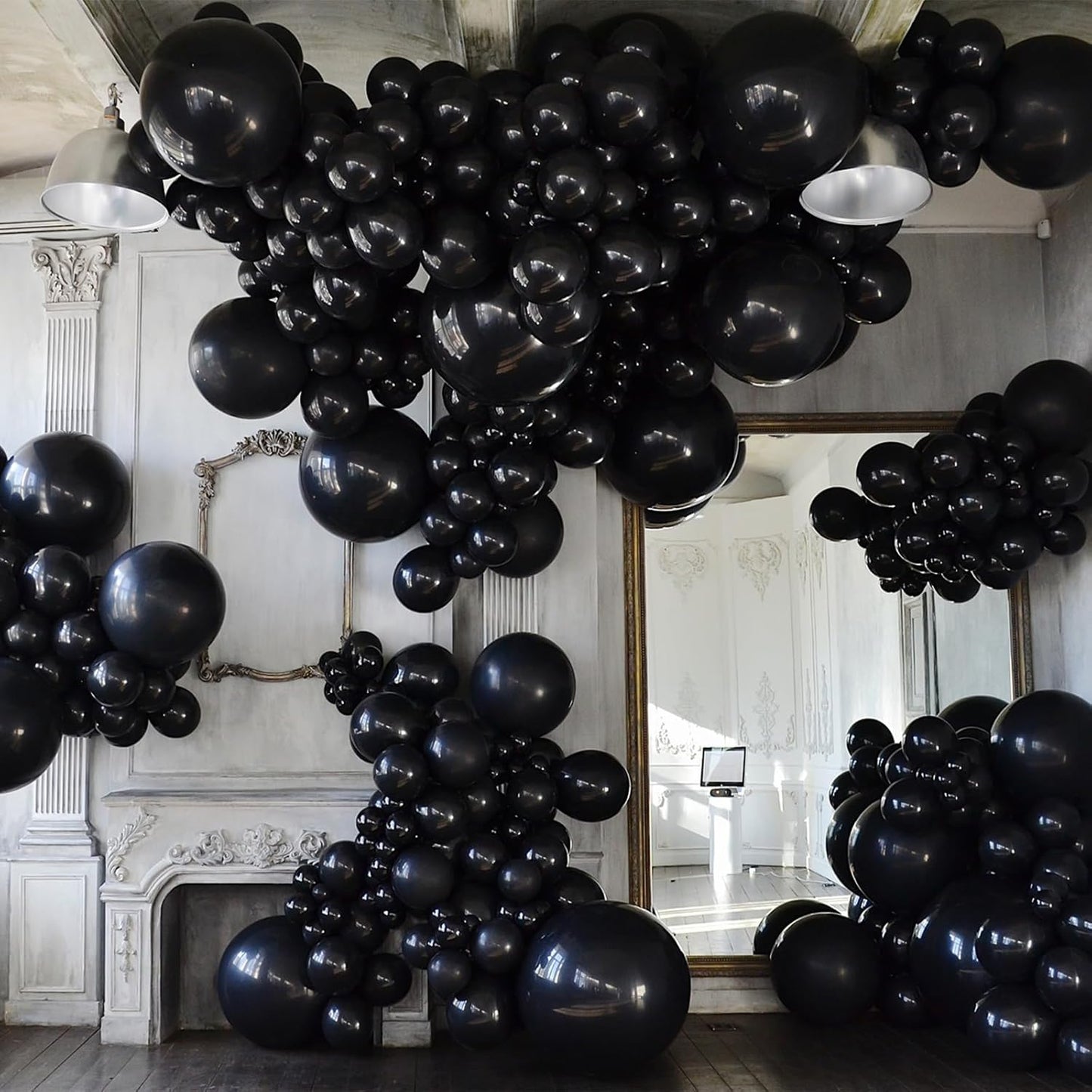 Black Balloons - 12 inch 100pcs Latex - Round Matte Black Birthday Balloon with 2 Ribbons, Helium Balloons for Birthday Party, Halloween,Graduation,Wedding,Anniversary,Baby Shower Decorations