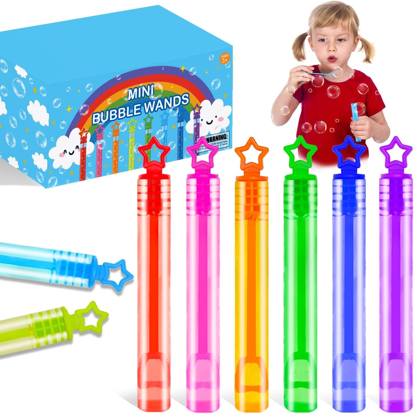 Bulk Toys for Kids Prizes 200 Pack, Mini Bubble Wands Party Favors for Toddlers, Small Christmas Pinata Goodie Bag Stuffers, Carnival Supplies Giveaways Handouts Stocking Stuffers for Girls and Boys