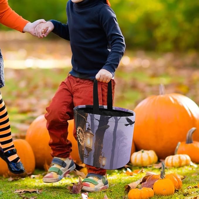 Halloween Candy Bucket - Gothic Fog Forest Trick Or Treat Candy Bag, Gift Bag for Party Favor Supplies