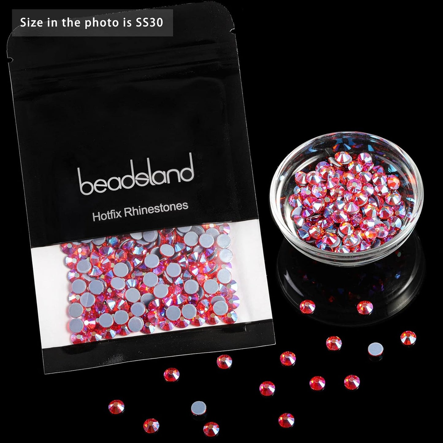 Beadsland Hotfix Rhinestones, 2880pcs Flatback Crystal Rhinestones for Crafts Clothes DIY Decorations, Hyacinth AB, SS10, 2.7-2.9mm