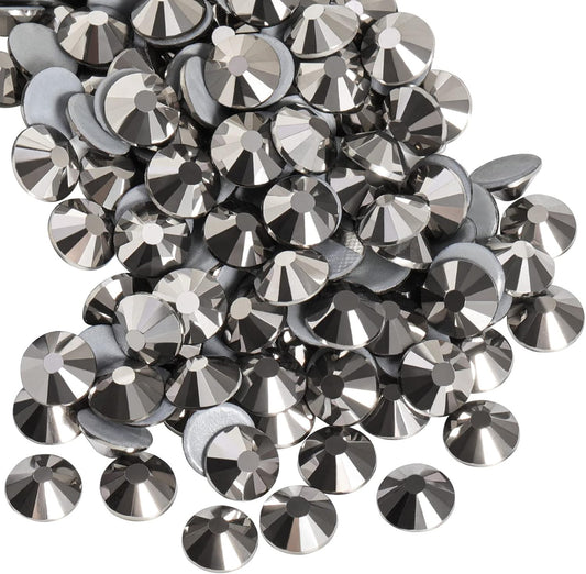 Beadsland Hotfix Rhinestones, 1440pcs Flatback Crystal Rhinestones for Crafts Clothes DIY Decoration,Hematite, SS12, 3.0-3.2mm