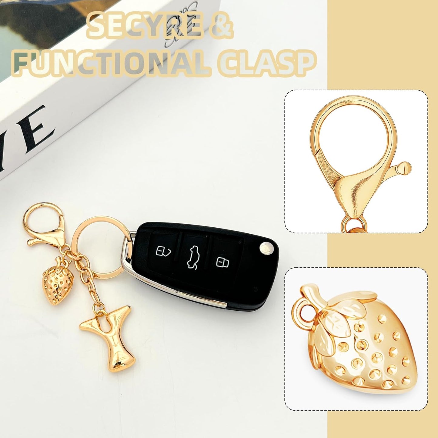 Gold Bubble Heart Initial Bag Charms for Handbags – Cute Initial Letter Keychain for Women, Purse Charms, Gold Gift