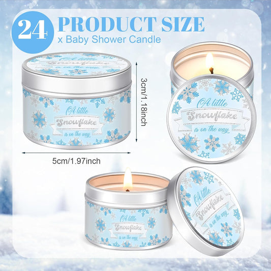 MTLEE 24 Pcs Snowflakes Baby Shower Party Favors Candles Lavender Scented Baby Shower Favors for Guests Rustic Tealights Candles Gender Reveal Return Gifts Girl Boy(1.2 Oz, Blue)