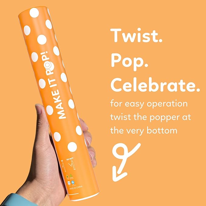 Orange Powder Cannons Smoke Bombs Biodegradable Poppers | 2 Pack | Launch up to 25 ft | 12 inch | Decorations For Photoshoots, Gender Reveal, Celebrations, Festivals, and Parties | TUR Party Supplies