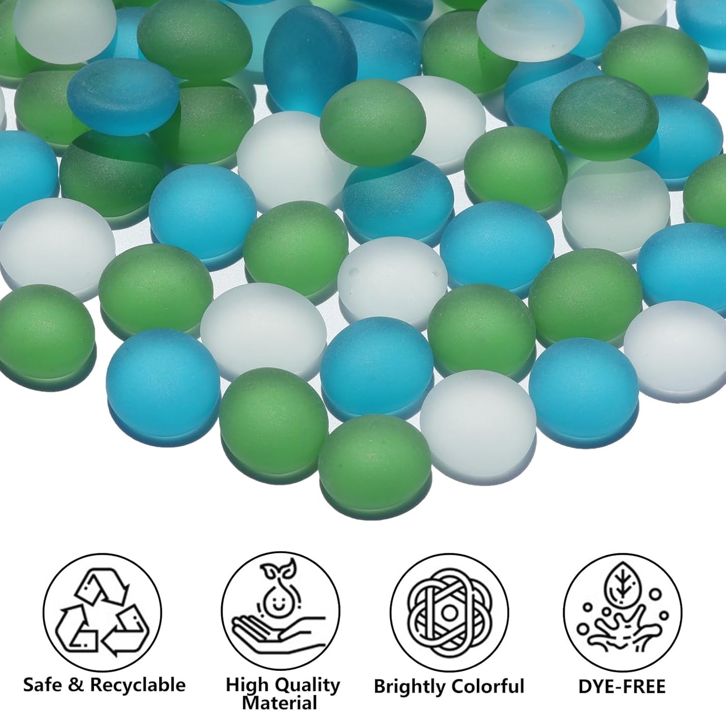 Sea Glass Gems - 0.9 Lb Green Mix Frosted Flat Glass Marbles, Flat Gems Decorative Stones for Vase Fillers, Aquarium Rocks, Floral Supplies, Table Scatter, Craft Mosaics, and DIY Ornaments