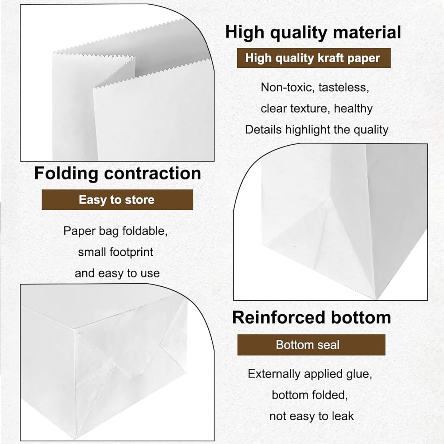 KEYYOOMY White Paper Bags Small White Paper Lunch Bags Party Favor Bag Goodie Bag for Wedding Birthday Party (72 CT, 3 Sizes)