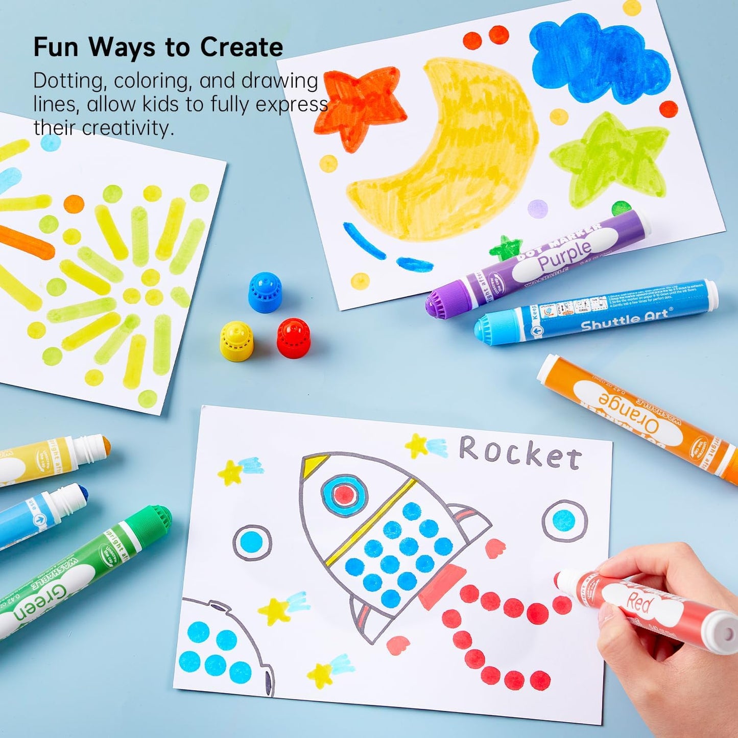 Shuttle Art Dot Markers, 30 Colors Washable for Toddlers with Free Activity Book, Bingo Daubers Supplies for Kids Preschool Children, Non Toxic Water-Based Dot Art Markers
