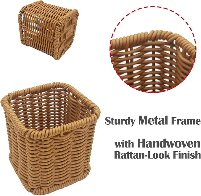 Rattan Pencil Holder, Handmade Woven Pen cup, Remote Control Holder, Utensil Cutlery,Desk Accessories (2)
