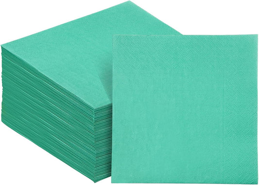 Teal Blue Cocktail Napkins 5 * 5inch disposable Beverage Napkin paper for Cocktail, Wedding, Dinner，Birthday Party Dessert Wine Paper Napkins（ 120 Count）