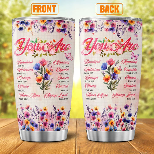 Christian Floral Scripture Gift for Women, Inspirational Bible Verse Stainless Steel Tumbler, 20oz Insulated Travel Mug for Mom, Wife, Friend, Faith-Based Encouragement Present