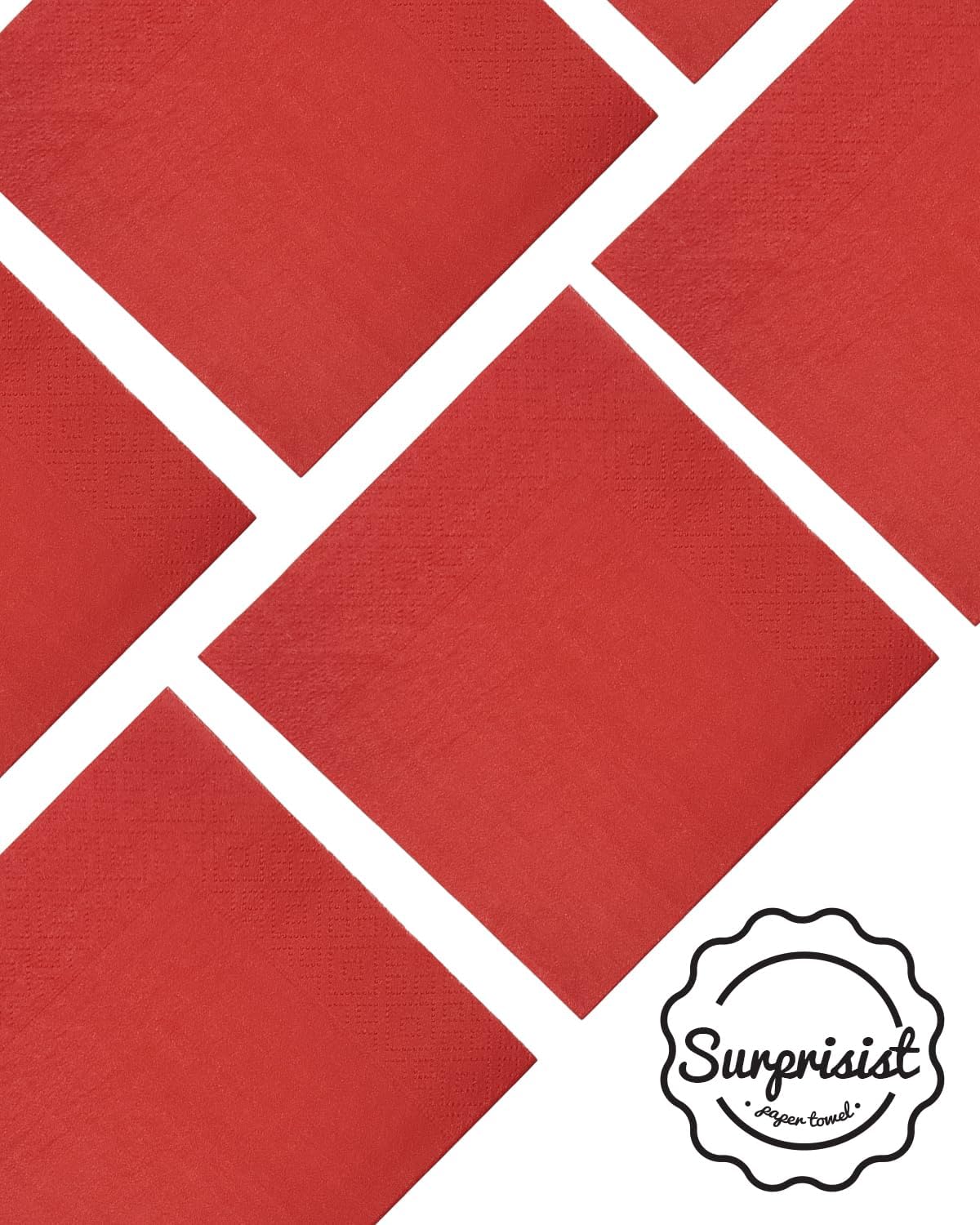 Red Cocktail Napkins 5 * 5inch disposable Beverage Napkin paper for Cocktail, Wedding, Dinner，Birthday Party Dessert Wine Paper Napkins（ 120 Count）