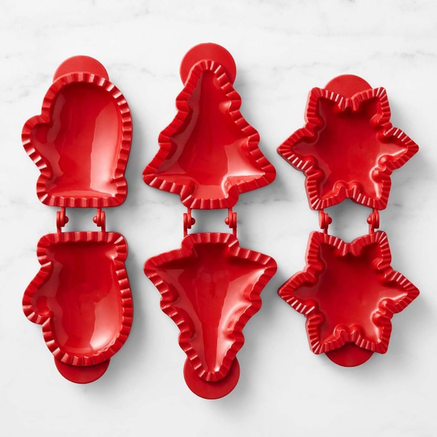 Holiday Mini Pie Molds, 3PCS Christmas Baking Hand Pie Press Mold Maker with Snowflake, Mitt & Xmas Tree, Party Potluck Hand Pie Molds for Festivals and Parties