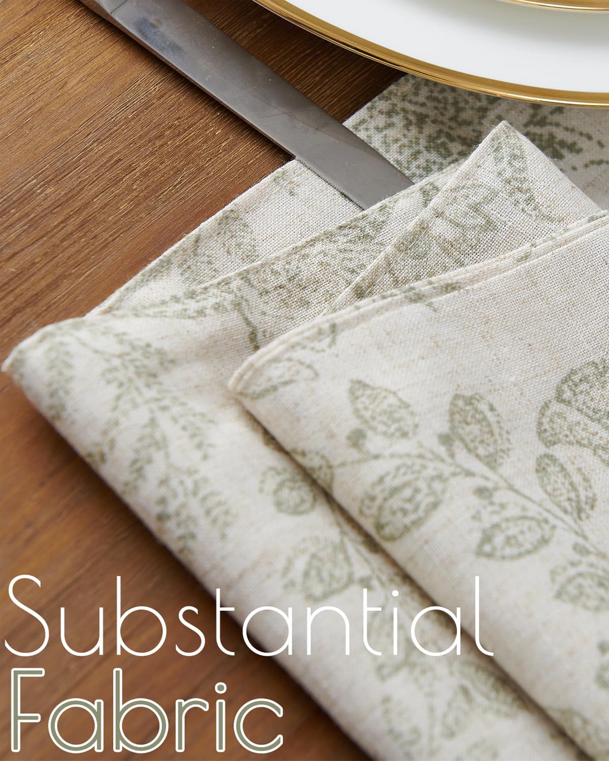 jinchan Spring Table Runner Linen Farmhouse Table Cloth Green Floral Decorative 72 Inch Botanic Printed Burlap Handcrafted Flax Coffee Table Decor 1 Panel Sage Green on Beige