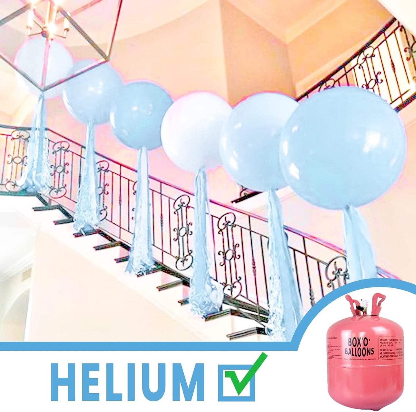 PartyWoo Baby Blue Balloons 4 pcs 36 Inch Extra Large Big Jumbo Giant Light Pastel Sky Aqua Blue Latex Helium Balloons for Graduation Baby Shower Gender Reveal Birthday Party Decorations Blue-Q13