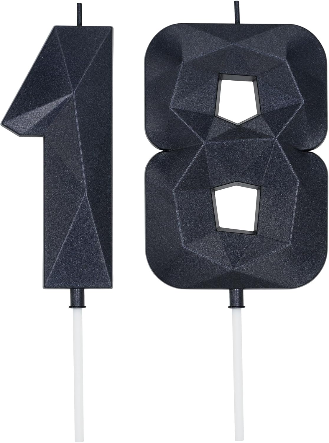 DERVENTA Large Birthday Candle Number 3D Black 3.7 inch Party Celebration Anniversary Decoration Cake Topper 1 Piece (Number 18 Black)