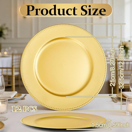 12 pcs Gold Charger Plates