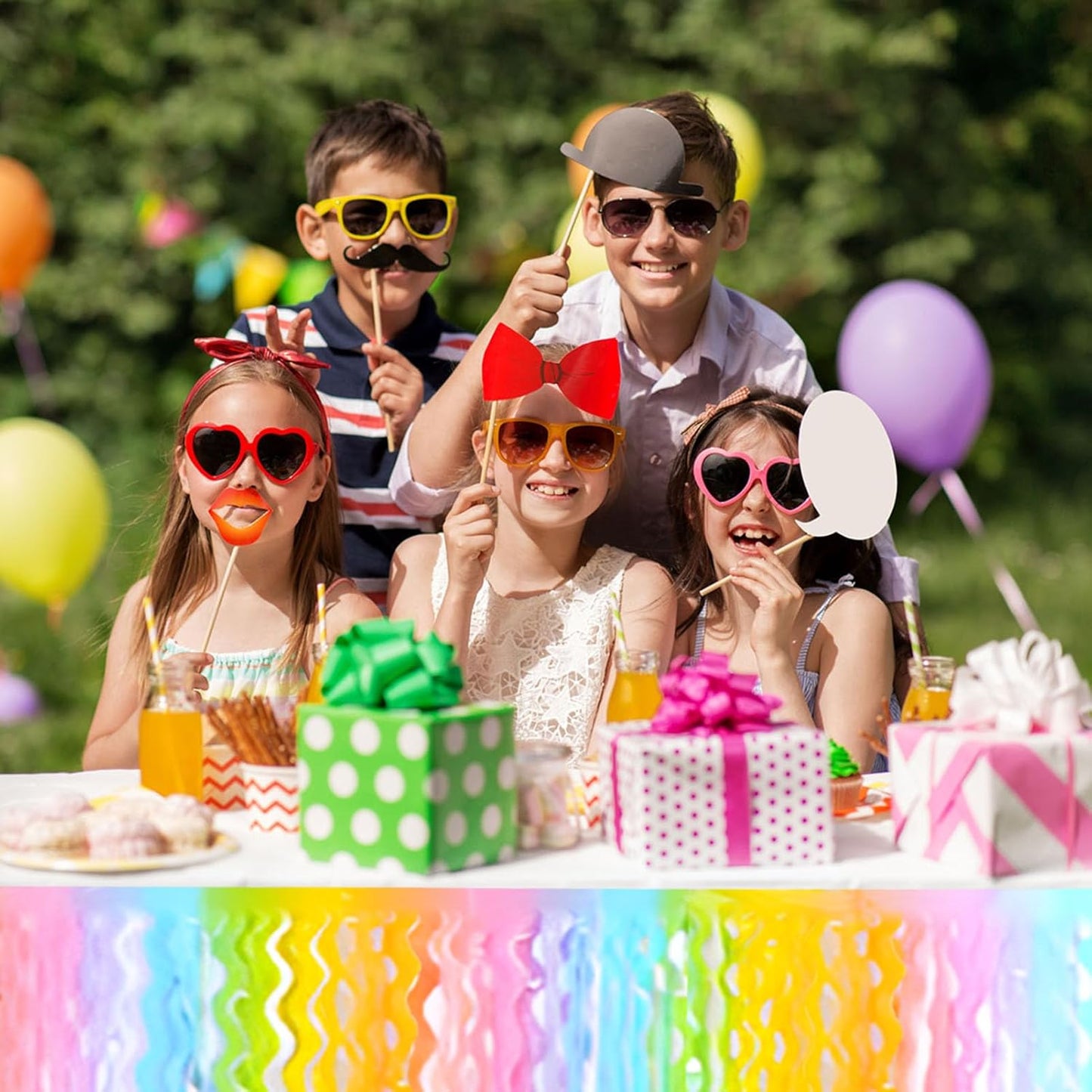 6 Pack 10 Feet Light Rainbow Wave Foil Fringe Garland Metallic Tinsel Streamers Banner Wall Hanging Curtain Backdrop for Parade Floats, Mother's Day, Easter, Wedding, Birthday Party Decoration