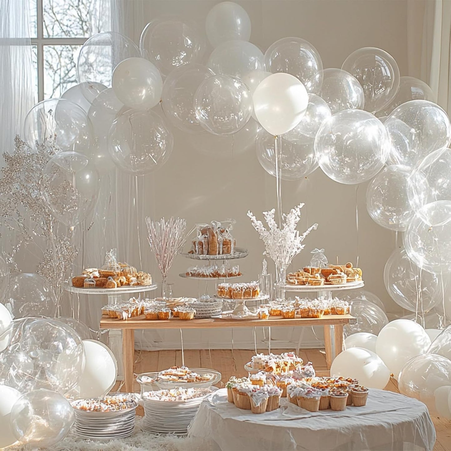 PartyWoo Clear Balloons 155 pcs Transparent Balloons Bubble Balloons Different Sizes Pack of 18 12 10 5 Inch Balloon Arch Kit Balloon Garland for Graduation Wedding Party Decorations Clear-Y2