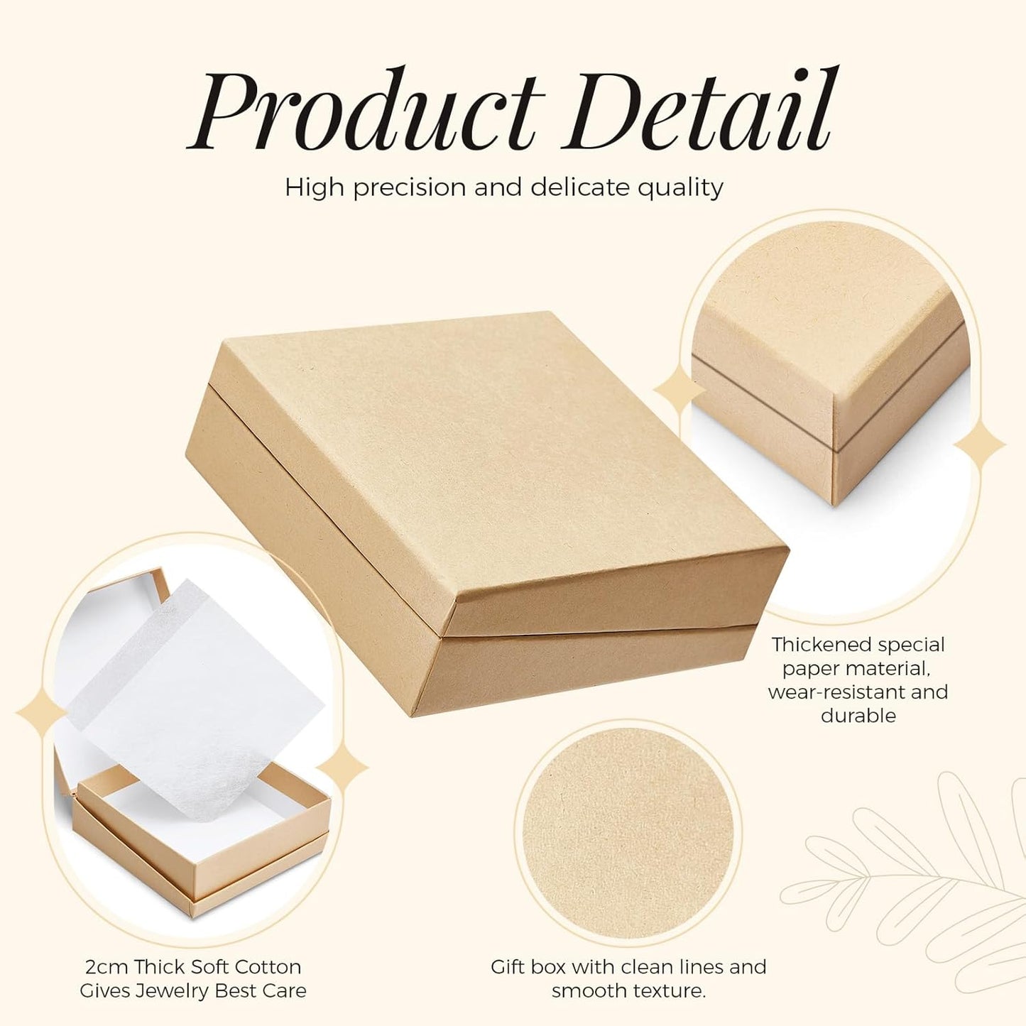 MESHA Jewelry Gift Boxes 3.5x3.5x1.25 Inch 2 Pcs Brown Gift Box Flip-Top Design Small Gift Box, Small Jewelry Boxes with Cotton Filled, Jewelry Box Bulk for necklaces, rings, bracelets, earrings
