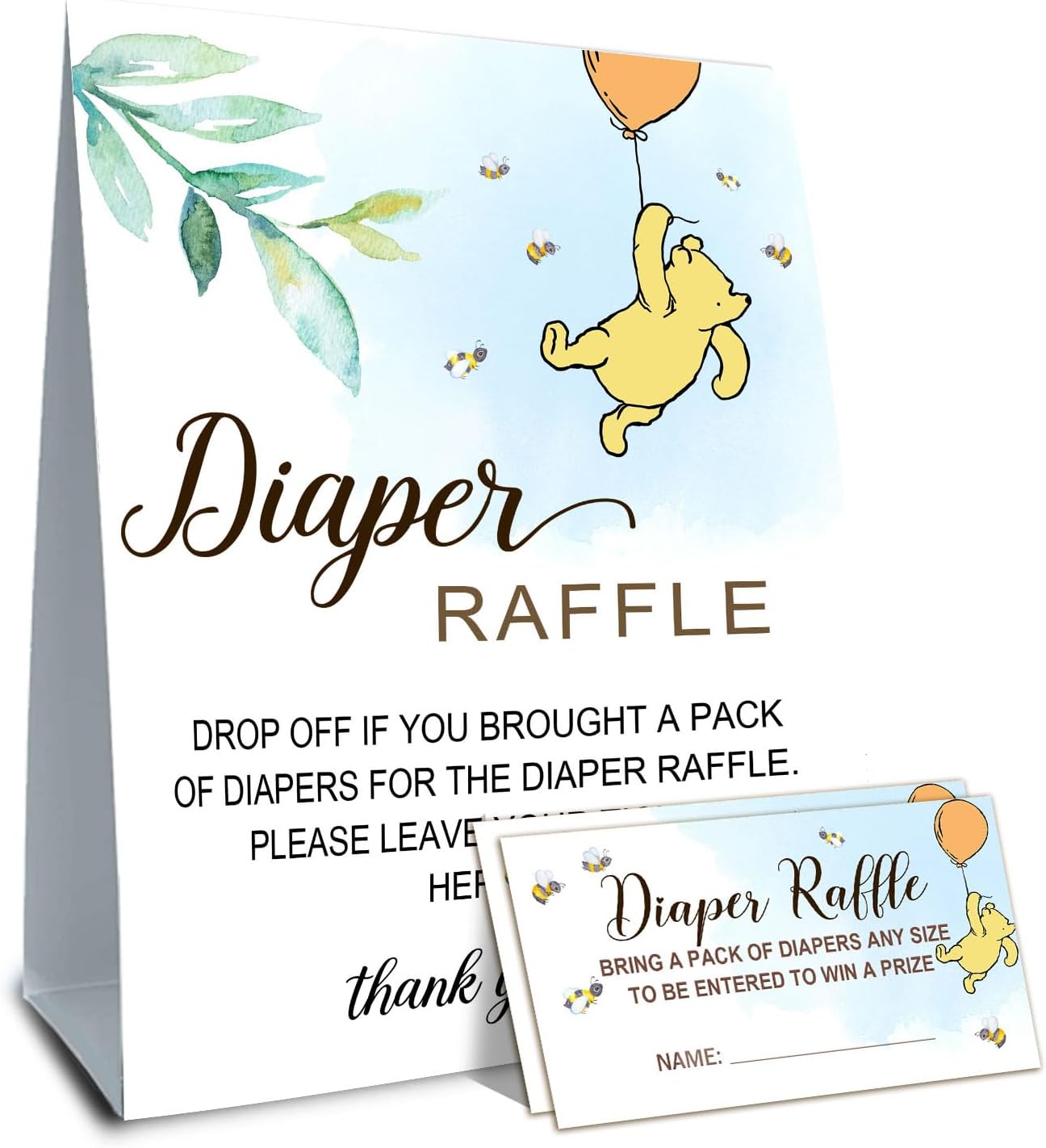 Winnie Baby Shower Decorations-Baby Shower Table Sign Centerpieces-Baby Shower Games-Baby Shwoer Party Decor-Baby Shower Games Pooh Birthday Supplies Party Decorations-Diaper Raffle