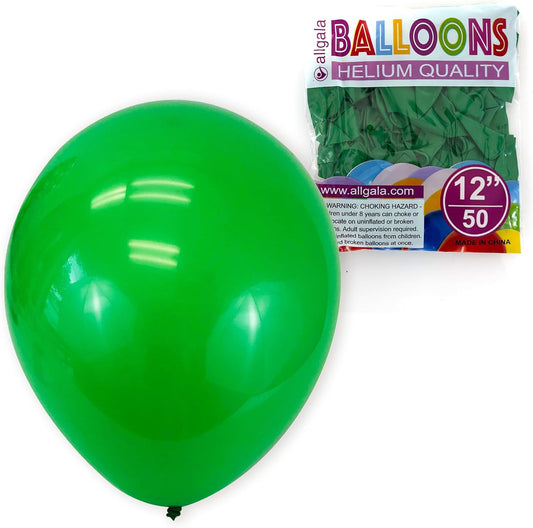 Allgala Green Balloons 50 Pack 12 Inch Helium Grade Latex Bulk Balloon Pack Ideal for Birthday, Wedding, Bridal Party Baby Shower Decorations