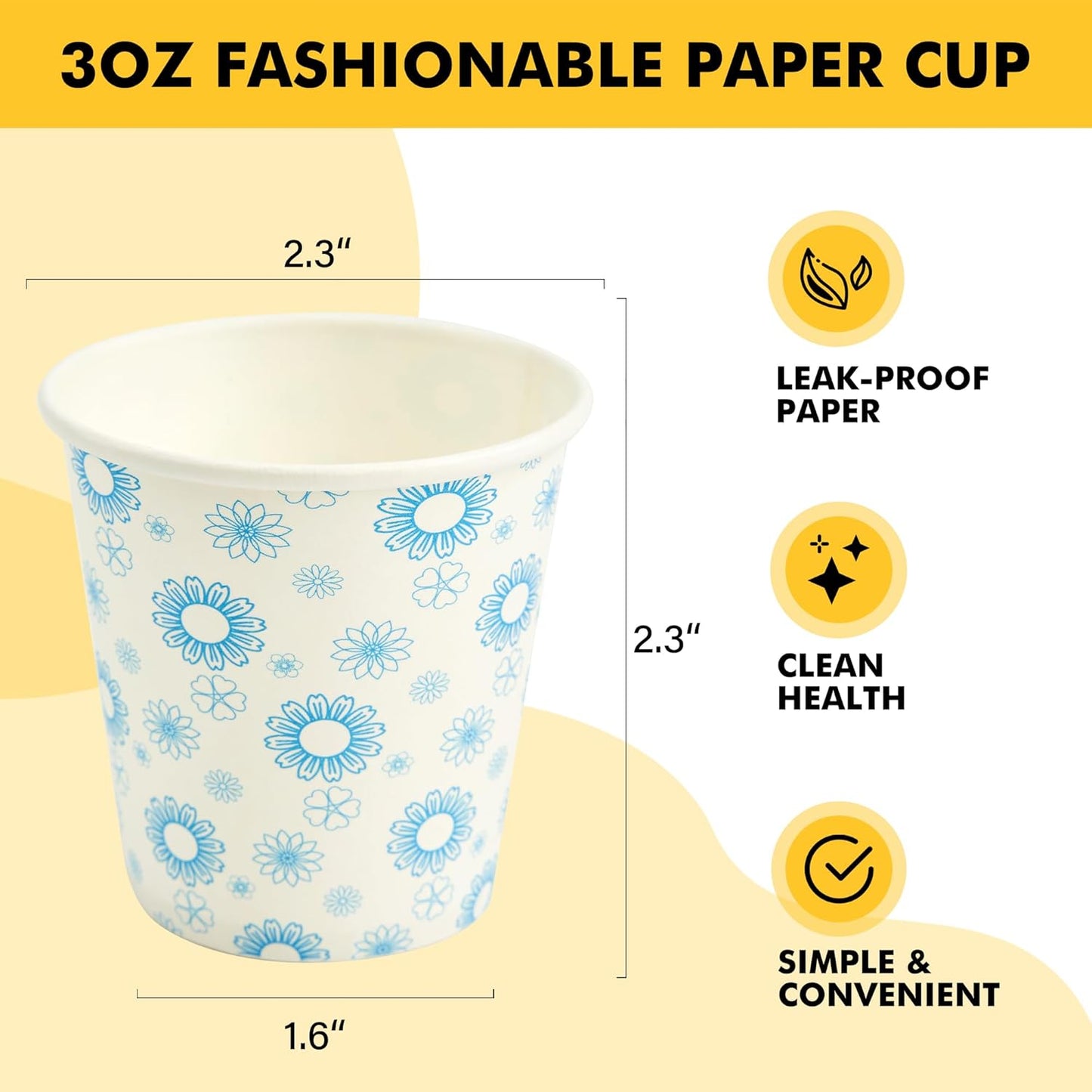 RACETOP [300 Pack] Paper Cups 3 oz, Bathroom Cups 3 oz, Disposable Bathroom Paper Cups, Small Mouthwash Cups, Ideal for Party, Travel, Events, Picnic