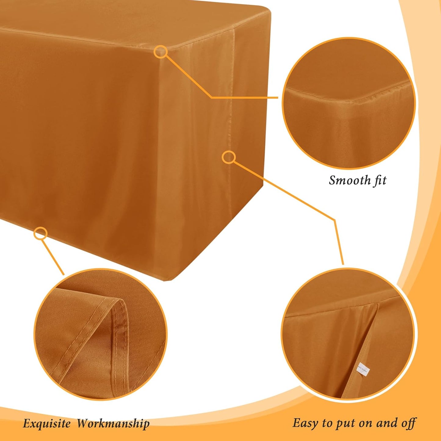 Obstal 2 Pack 4ft Tablecloths for Rectangle Tables - Water Resistant Washable Fabric Polyester Rectangle Table Cover Protector for Wedding, Banquet and Trade Shows, 48" L x 24" W x 30" H, Bronze