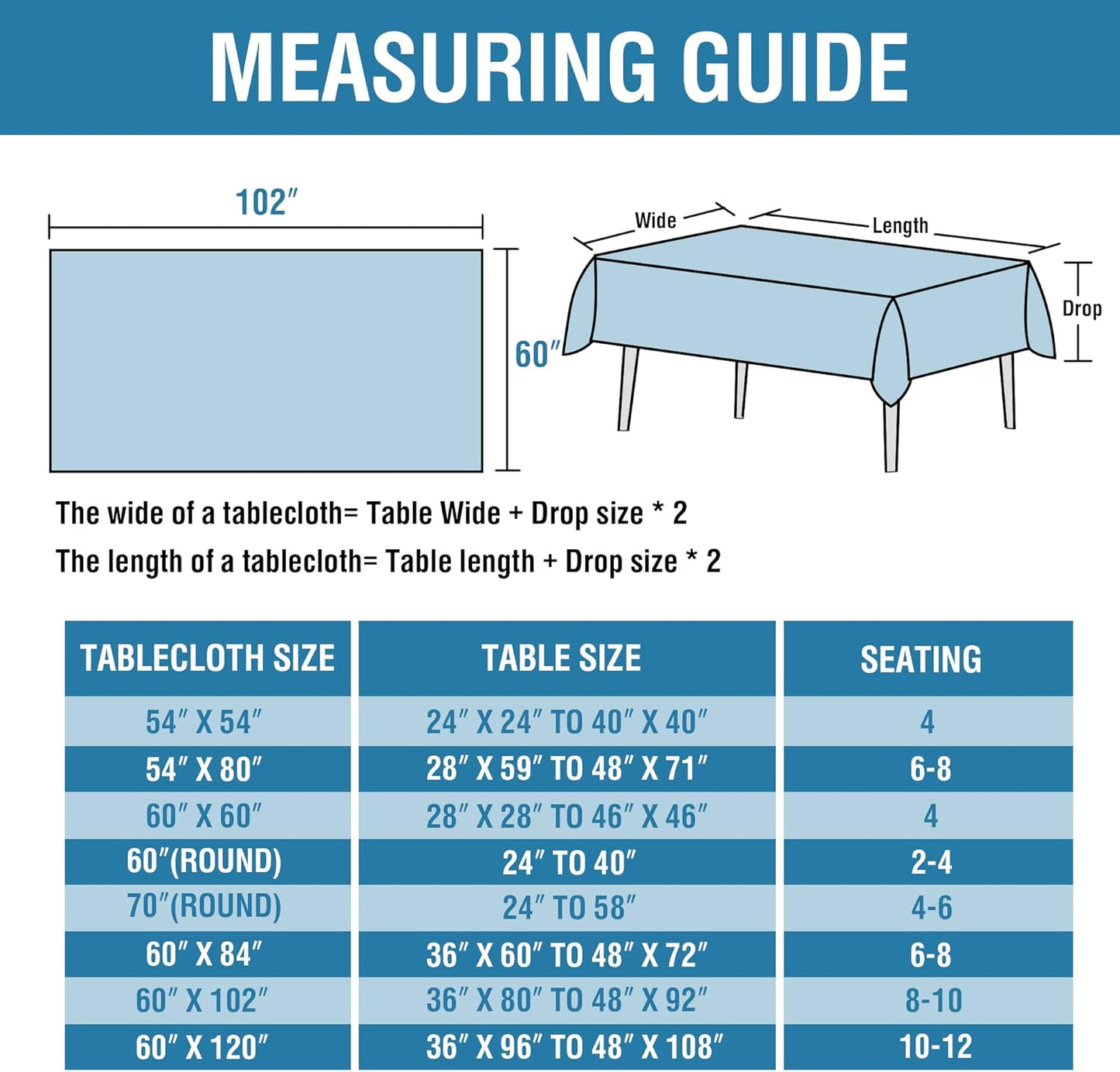 H.VERSAILTEX Linen Textured Tablecloth 60 x 102 Waterproof Decorative Table Cloth Spill-Proof Linen Look Cover for Party Table Extra Soft and Thick Fabric Wrinkle Free, Heather Storm Blue
