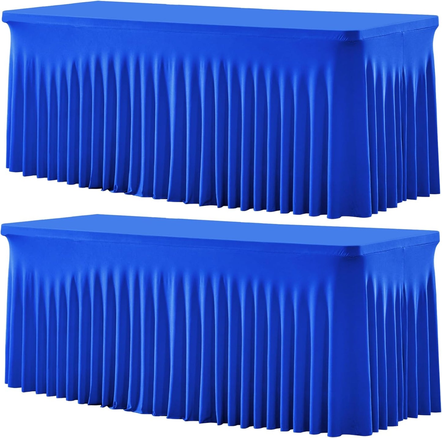 Besutolife 2 Pack Royal Blue Spandex Tablecloth for 6ft Rectangle Tables Fitted Table Cloth Stretch Table Covers Skirt 6ft Rectangular Tablecloths for Banquet Parties Wedding Decorations