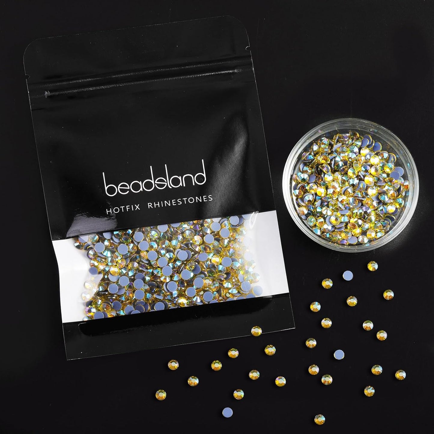 Beadsland Hotfix Rhinestones, 2880pcs Flatback Crystal Rhinestones for Crafts Clothes DIY Decoration, Topaz AB, SS8, 2.3-2.5mm