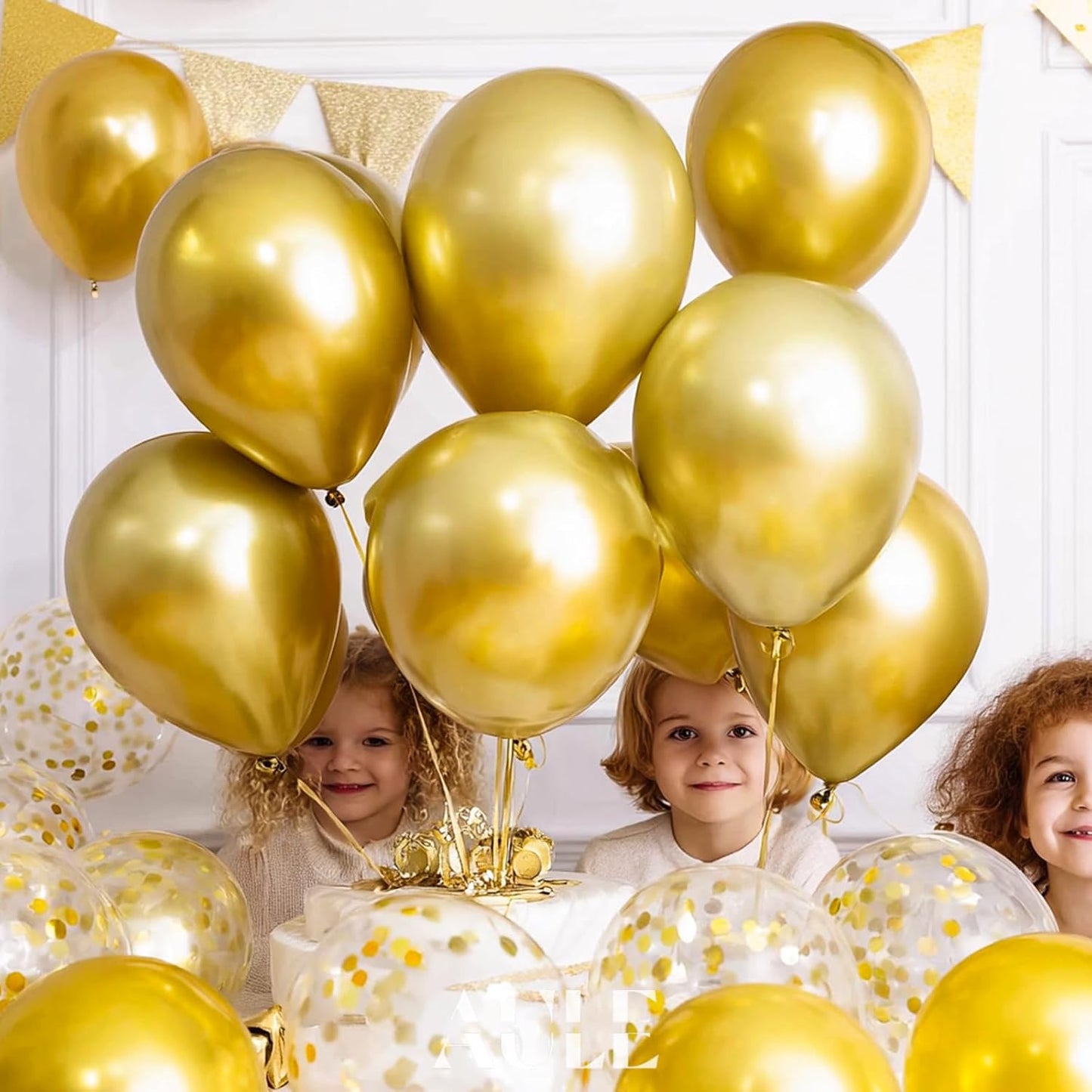 AULE Party Balloons 50 Pcs 12 inches Gold Metallic Chrome Helium Shiny Latex Thicken Balloon Perfect Decoration for Wedding Birthday Baby Shower Graduation Christmas Carnival