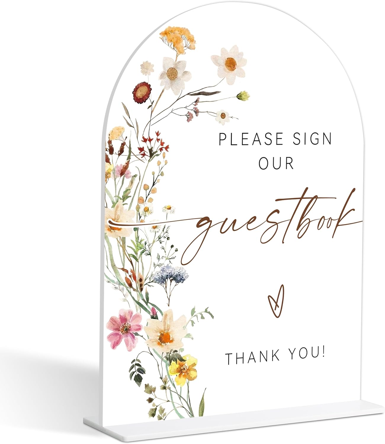 Please Sign Our Guestbook Sign, Flower Style Bridal Shower Signs for Wedding, Bridal Shower and Reception, Bridal Shower Decor, Wedding Shower Favors, 6X8 Inch Acrylic Arch Signs with Stand,15