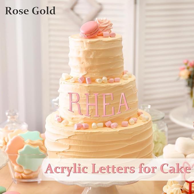 74 PCS Custom Cake Topper Name Pink Rose Gold Acrylic Letters DIY Personalized A-Z & 0-9 Number Alphabet Cake Decoration For Wedding Anniversary Baby Shower Party Birthday Supplies
