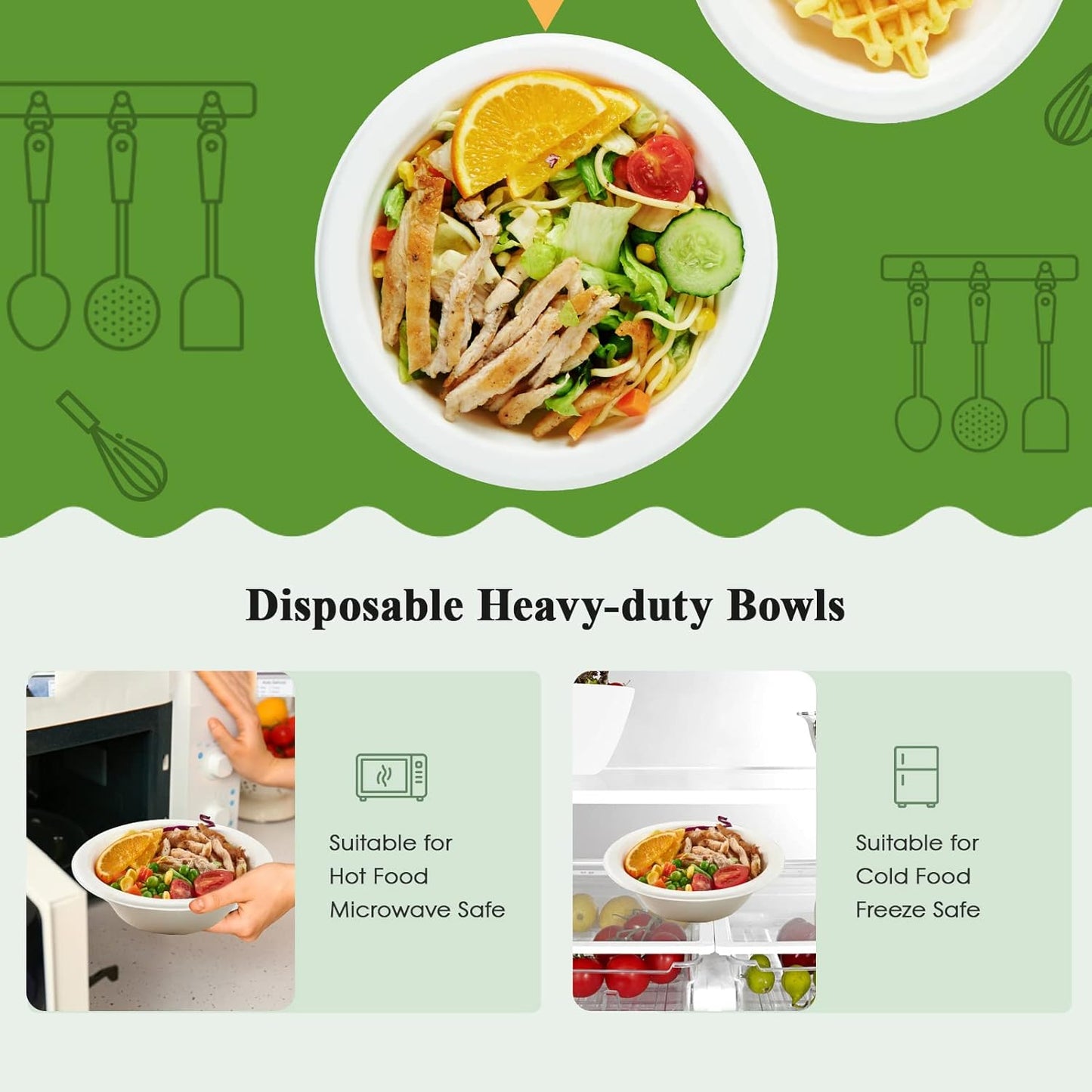 ECOLipak 150 Pack Compostable Disposable Paper Bowls, 16 OZ Heavy duty Biodegradable Eco Friendly Sugarcane Bagasse Bowls Great for Soup, Salad, Milk Cereals