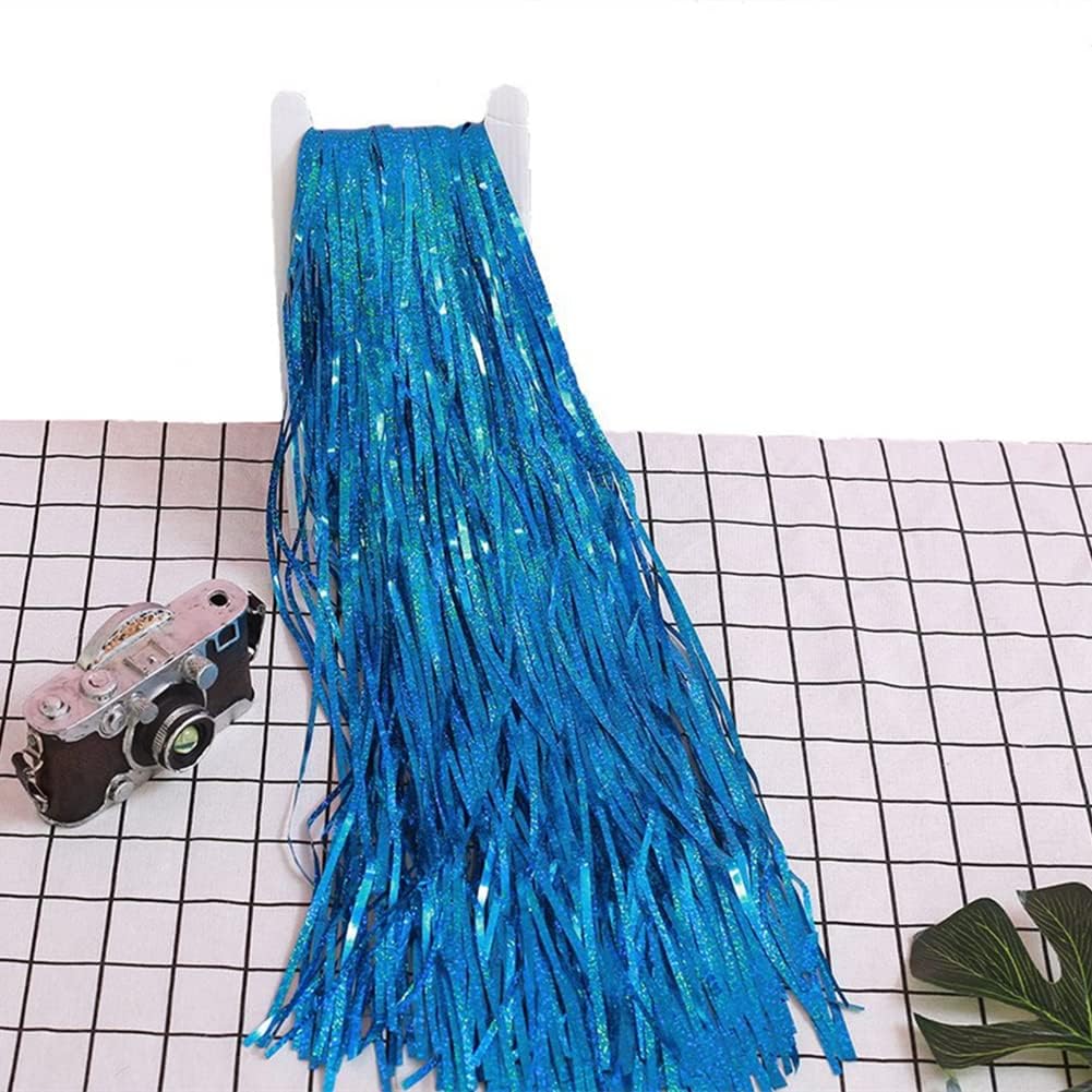 2PCS Tinsel Fringe Backdrop Party Decor Foil Curtain Party Decorations for Birthday Holiday Celebration Graduation Baby Shower Engagement Bachelorette Wedding Photo Booth Props(Sparkle Blue)