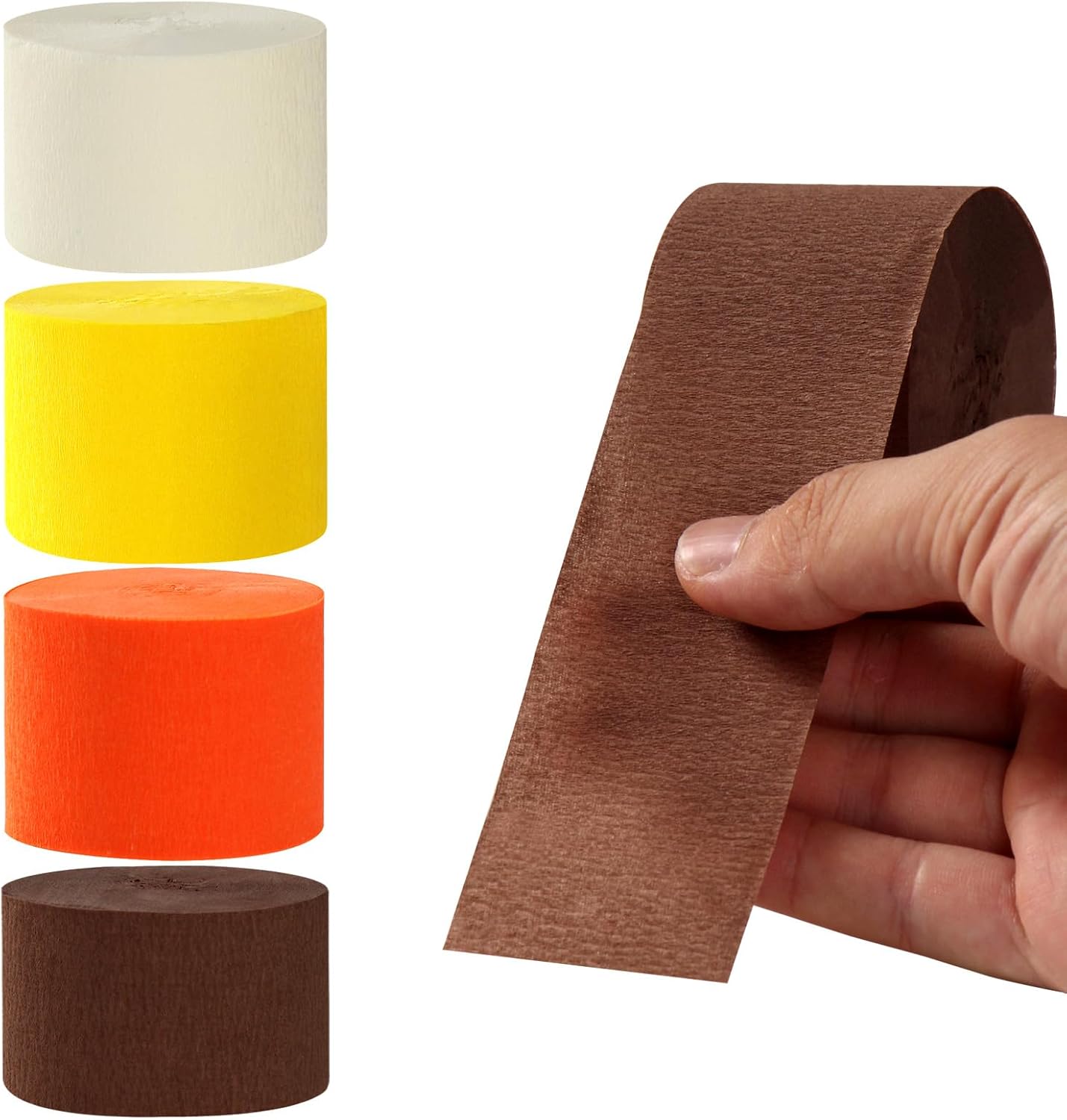 Yellow-Beige Orange-Brown Fall Party-Decorations Streamers - 8 Rolls Boho Autumn Baby Shower Thanksgiving Harvest Crepe Tissue Paper Streamer,Birthday Bridal Bachelorette Wedding Garland Panduola