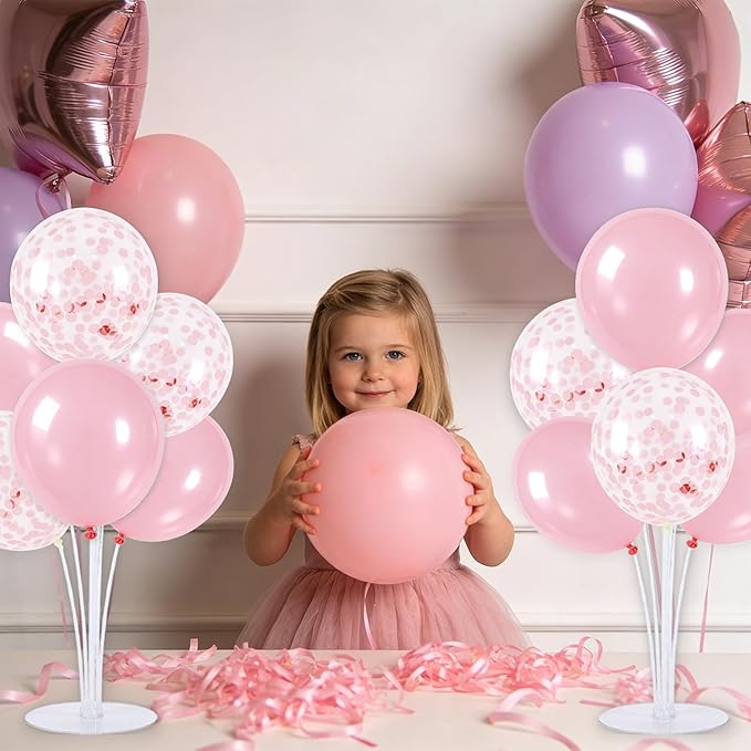 TONIFUL 4 Set Pink Balloon Centerpieces for Table,Balloon Stand Kit for Pink Party Decor Girl Birthday Decorations Anniversary Bribe Shower Baby Shower Graduation Decorations 2026