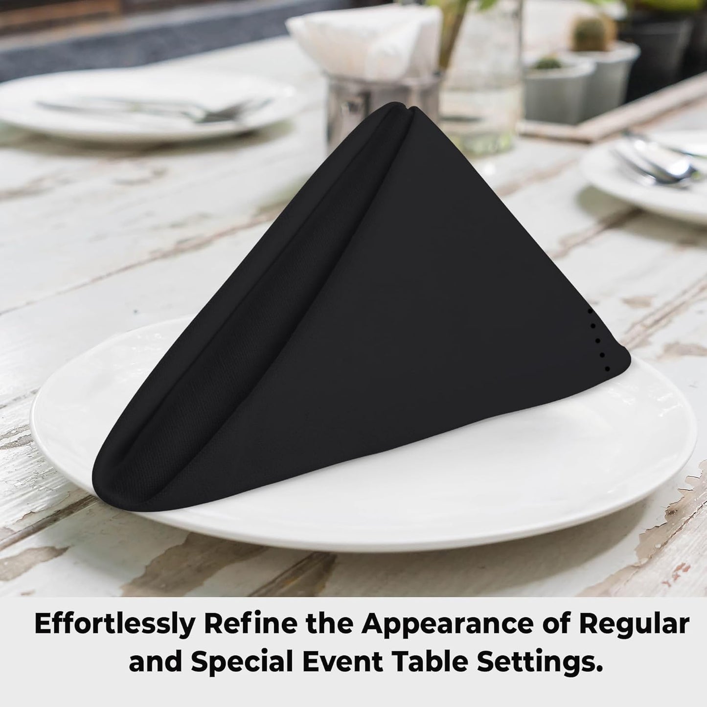 Urban Villa Halloween Cloth Napkins Black Color Dinner Napkins Hemstitch 20''x20'' (Set of 12) 100% Cotton Absorbent Napkins Soft Durable Reusable Washable Ideal for Events Parties Everyday use