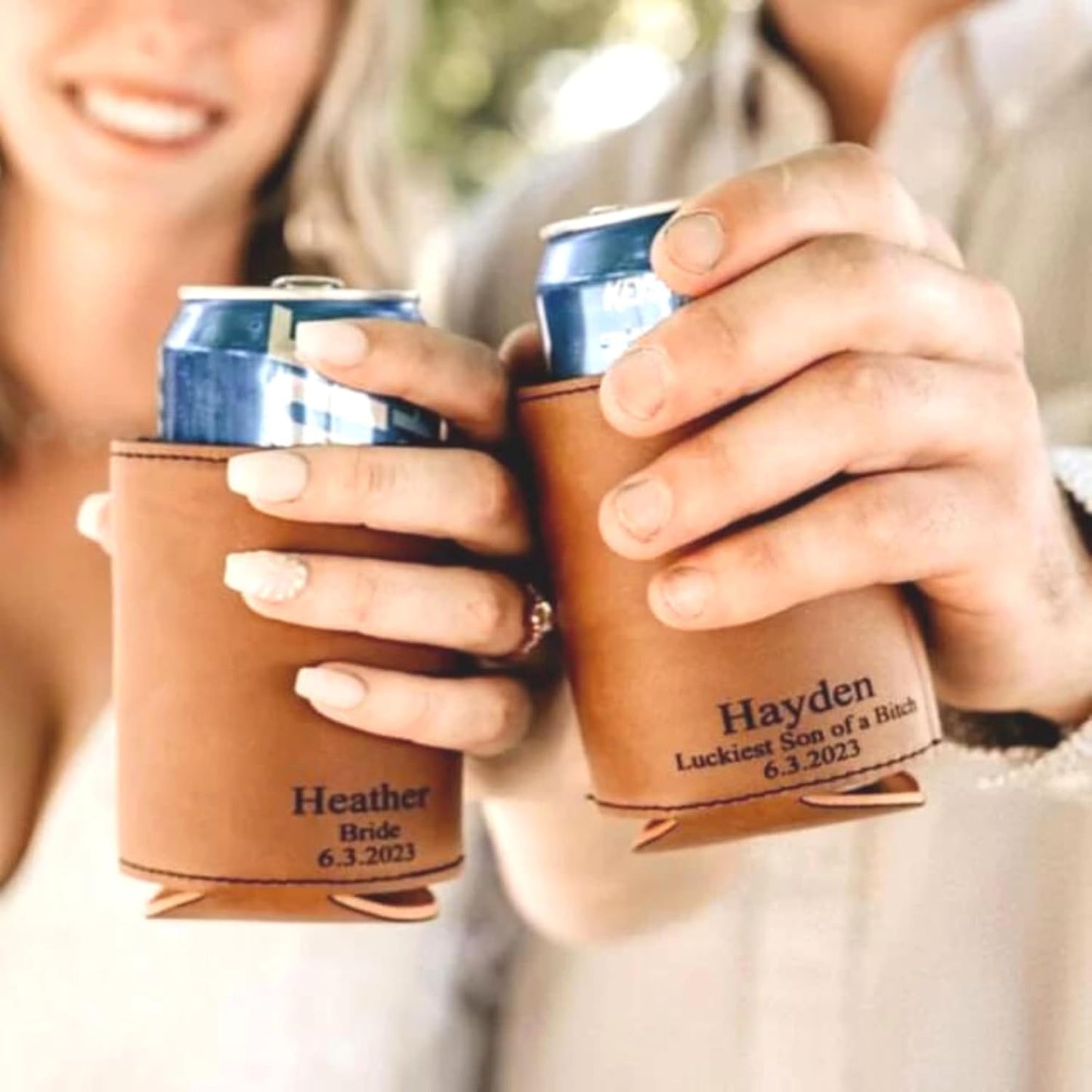 Engraved Can Coolers, Bachelor Party Gifts, Groomsmen Gifts, Groomsmen Proposals, Beer holder, Beer Can Holder, Bottle Holder, Gift for Him (Rawhide)