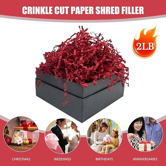 Tisspoms Red Crinkle Cut Paper Shred Filler, 2 LB Basket Filler Shredded Paper, Confetti Stuffing for Basket Filling, Halloween, Valentine's Day, Birthdays, Gift Wrapping, Stuffer Party Supplies