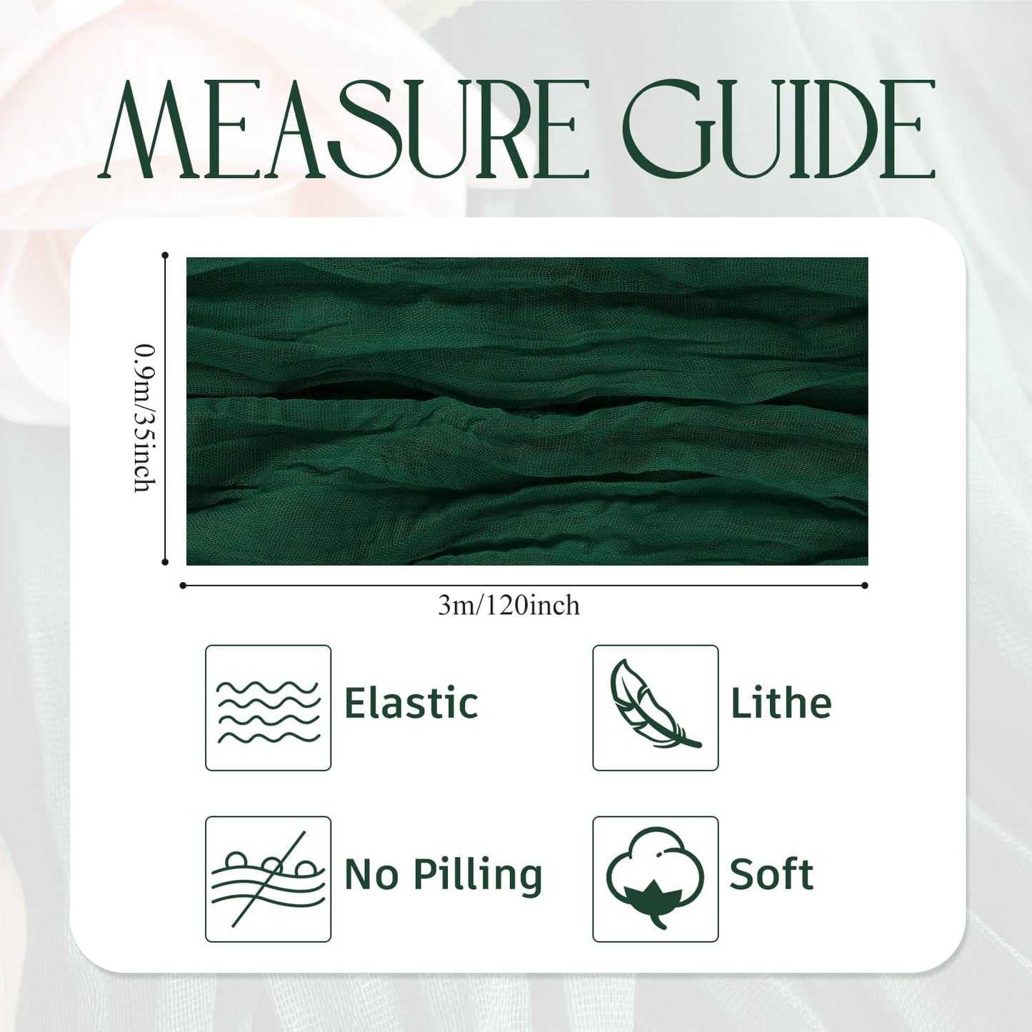 Wokceer Cheesecloth Table Runner 3Pack 10FT Emerald Green Christmas Boho Gauze Cheese Cloth Table Runner for Party Long Rustic Sheer Table Runners for Baby Bridal Shower Wedding Easter Table Decor