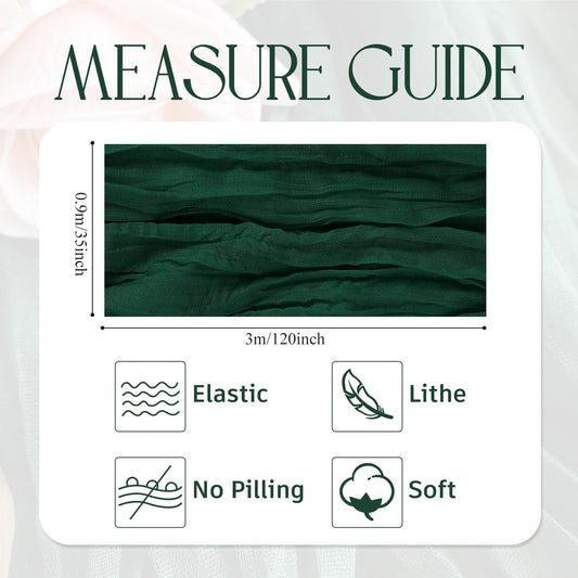 Wokceer Cheesecloth Table Runner Emerald Green 10FT Boho Gauze Christmas Cheese Cloth Table Runner for Party Long Rustic Sheer Table Runners for Baby Bridal Shower Wedding Easter Table Decor
