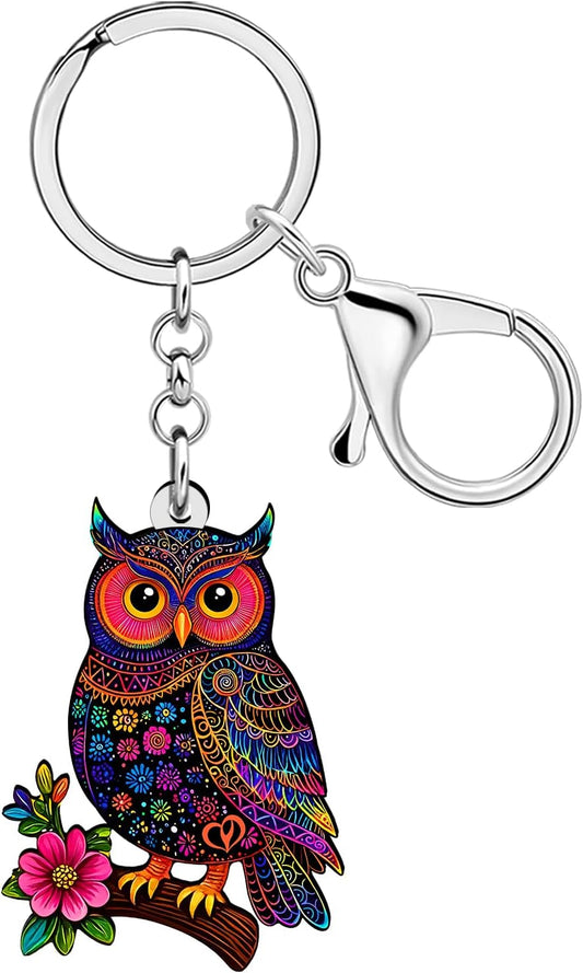 Anime Owl Keychain Acrylic Handbag Car Key Chain Rings Bird Owl Pirate Gifts for Women Girls Halloween Charms