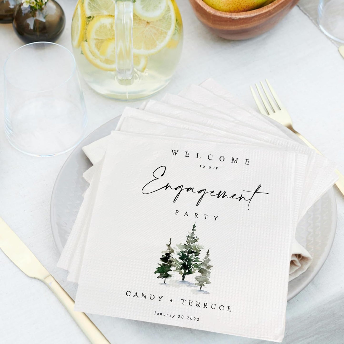 Luxury Custom Pack 15pcs Engagement Napkins, Engagement Napkins for Party, We're Engagement Napkins, Engagement Beverage Cocktail Luncheon Dinner Napkins 3