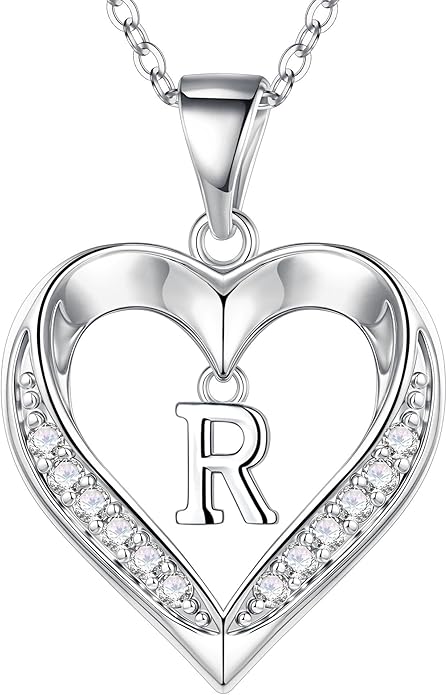 TURANDOSS Valentines Day Gifts for Kids Teen Girls - Heart Initial Necklaces, Dainty 14K Gold Plated CZ Heart Letter A-Z Pendant Necklace Trendy Jewelry Valentines Day Gifts for Wife Girlfriend